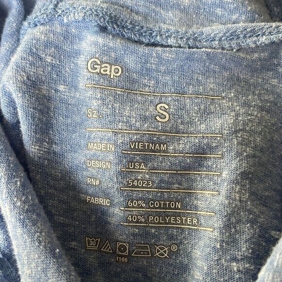 GAP light blue/white light nubby texture lightweight stretch drawstring hoodie - Picture 6 of 6
